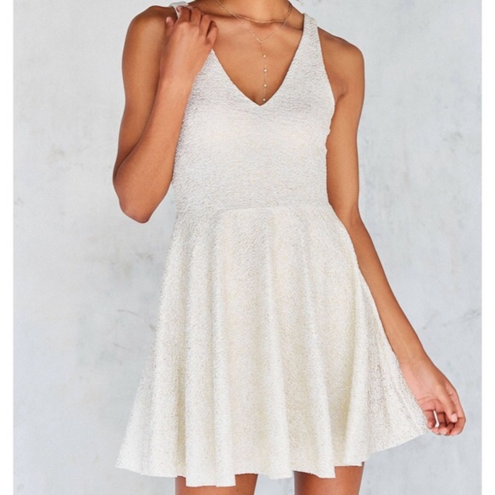 White / Gold Skater Dress
